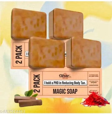 Sandalwood & Saffron Magical Soaps For Bath (300 Gms Pack Of 3) |

Paraben Free | Chandan & Kesar Bath Soap | Handmade Soaps For Glowing | Skin Brightening Soap For Men &Women