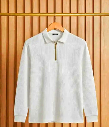 Classic White Zipper Polo🤍